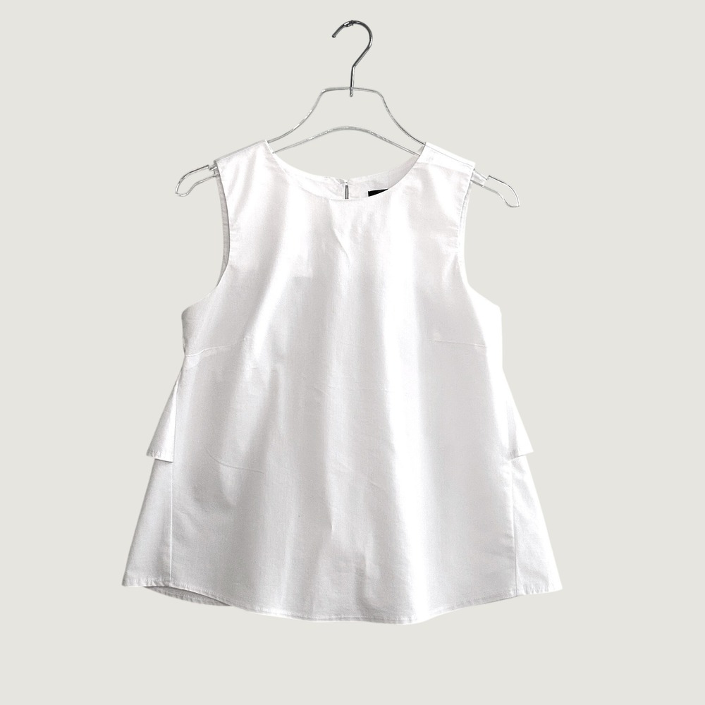 Cupio Women White Sleeveless Tiered Peplum Back Blouse Top Small RN 73163 - Picture 1 of 5